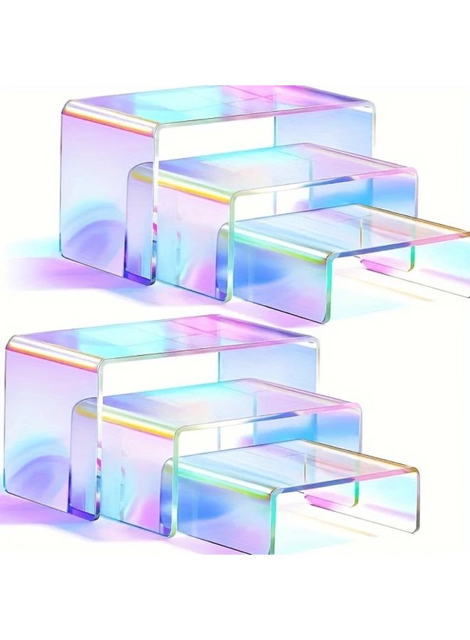 Rainbow Acrylic Jewelry Display Stand 3 Tier Organizer for Home Gifts, 3 Pack - Image 1