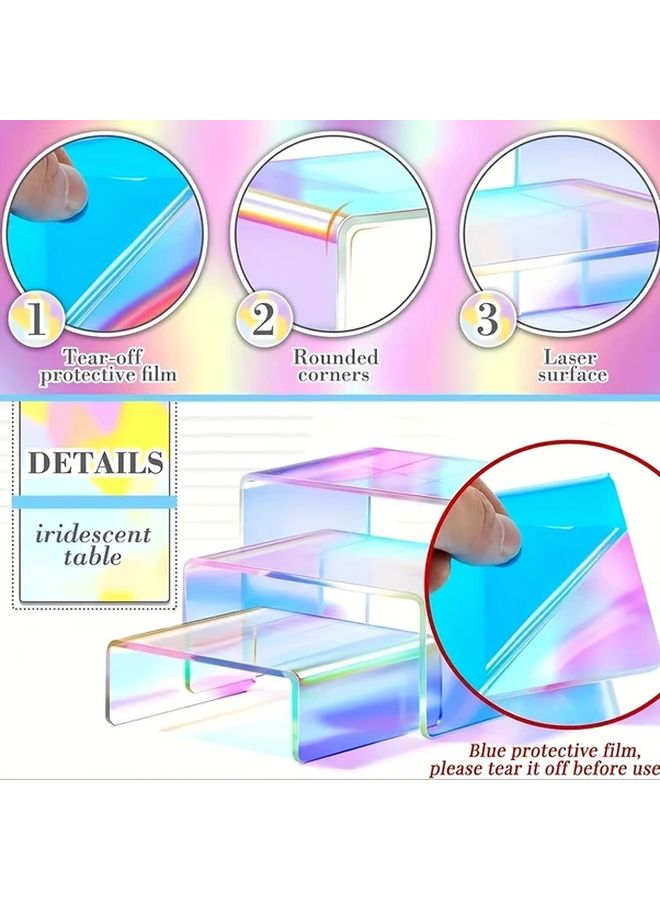Rainbow Acrylic Jewelry Display Stand 3 Tier Organizer for Home Gifts, 3 Pack - Image 2