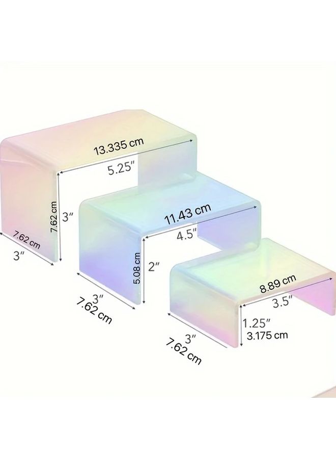 Rainbow Acrylic Jewelry Display Stand 3 Tier Organizer for Home Gifts, 3 Pack - Image 3