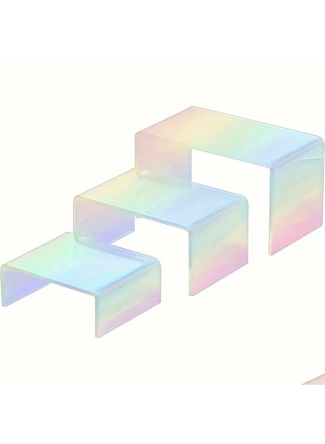 Rainbow Acrylic Jewelry Display Stand 3 Tier Organizer for Home Gifts, 3 Pack - Image 5