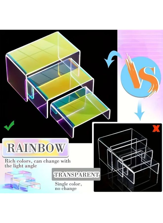 Rainbow Acrylic Jewelry Display Stand 3 Tier Organizer for Home Gifts, 3 Pack - Image 4