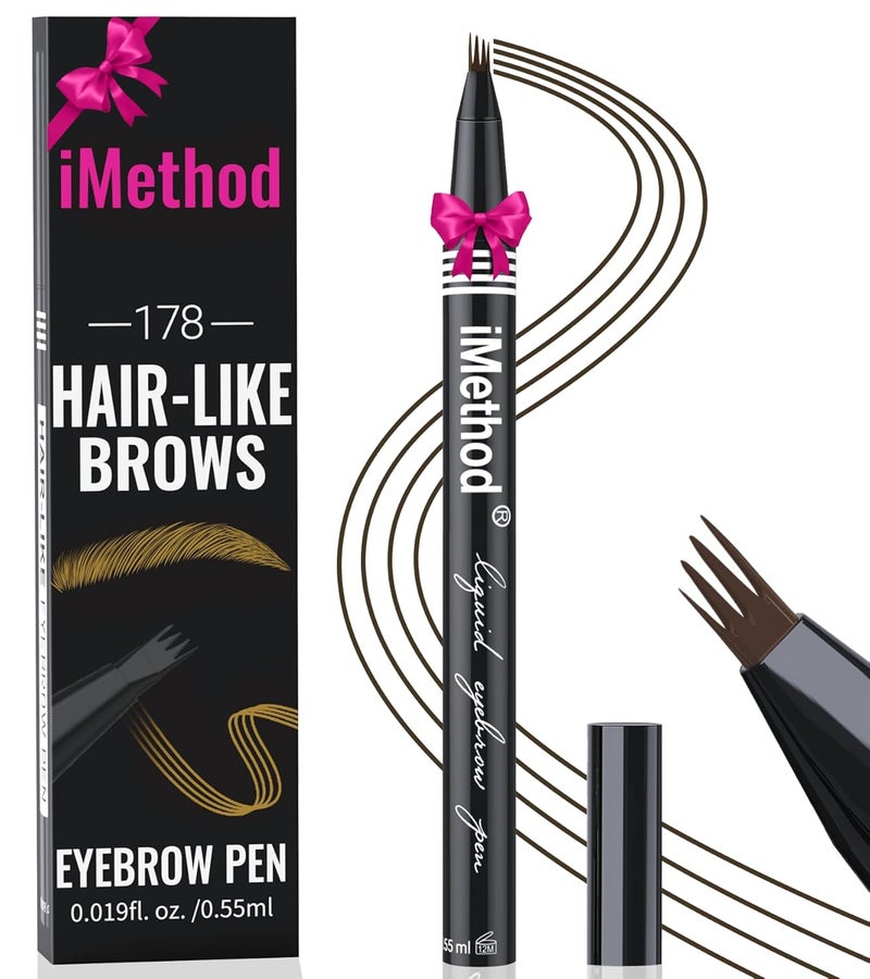 iMethod Eyebrow Pen  Eyebrow Pencil with Micro 4Fork Tip Microblading Eyebrow Pen for Natural HairLike Brows LongLasting Eye Brow Pencils for Women Smudgeproof Dark Brown