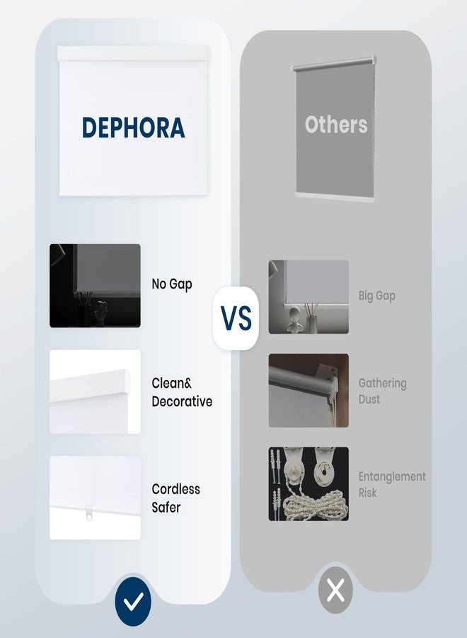 Dephora 100% Blackout Roller Shades Cordless Blinds for Indoor Windows,Free-Stop Window Shades Pull Down,Thermal Insulated Fabric UV Protection,Blackout Window Guard Blinds for Home,Office,White,23" W x 72" H - Image 5