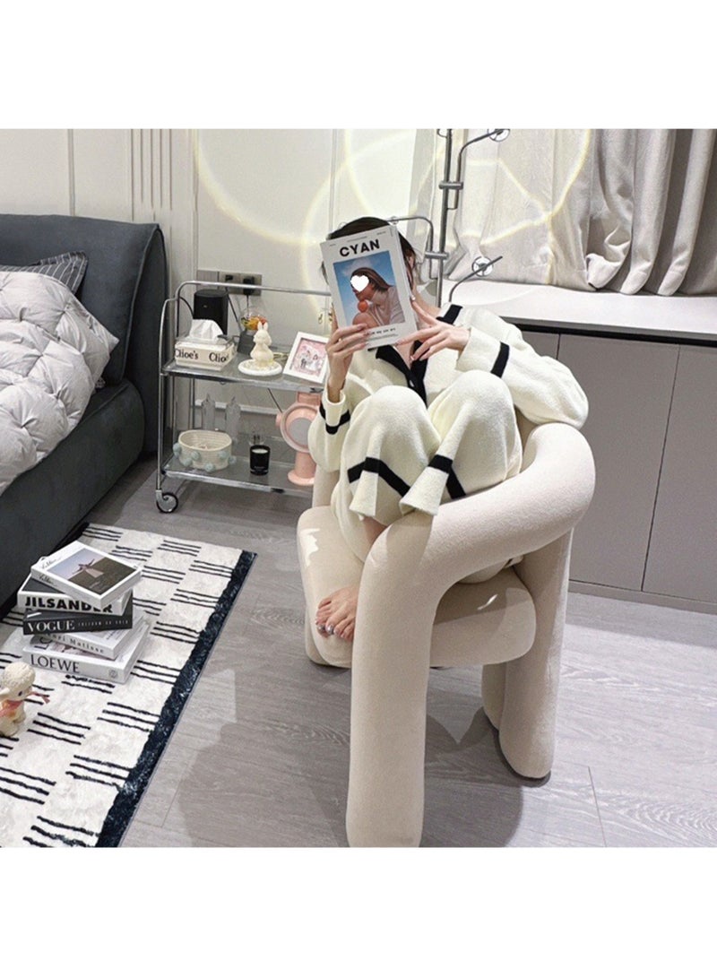 Jourvent Makeup Vanity Chairs, Modern Minimalist Design Single Sofa, Comfy and Fluffy Vanity Chair, Elegant Furry Makeup Desk Chair for Bedroom, Living Room, Dressing Room - Image 3