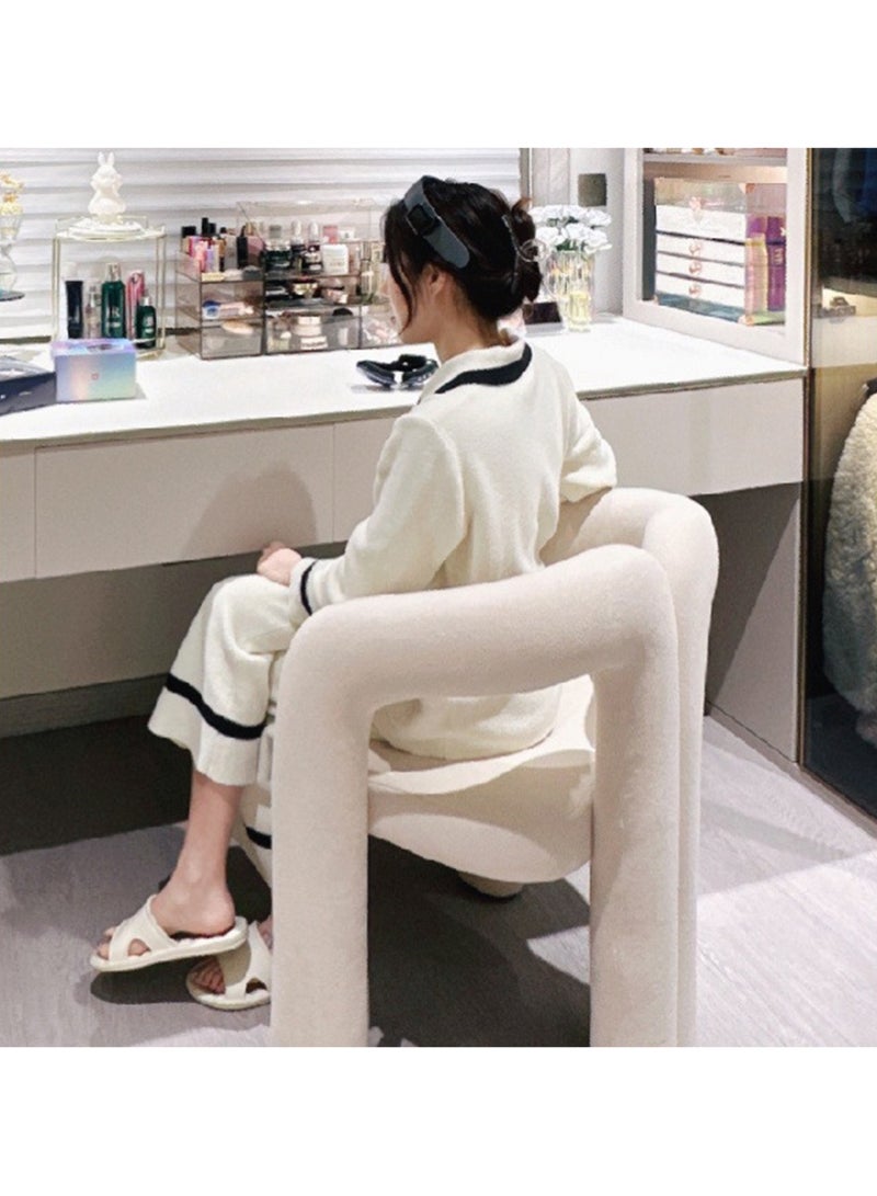 Jourvent Makeup Vanity Chairs, Modern Minimalist Design Single Sofa, Comfy and Fluffy Vanity Chair, Elegant Furry Makeup Desk Chair for Bedroom, Living Room, Dressing Room - Image 5
