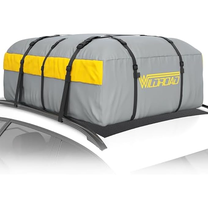 rayihni حقيبة سقف السيارة حاملة البضائع السقفية، سعة 21 قدم مكعب حقيبة أمتعة سقف مقاومة للماء مع حصيرة مضادة للانزلاق لجميع السيارات والمركبات SUV مع/بدون رف (مع 2 حزام ربط 4م) - Image 2