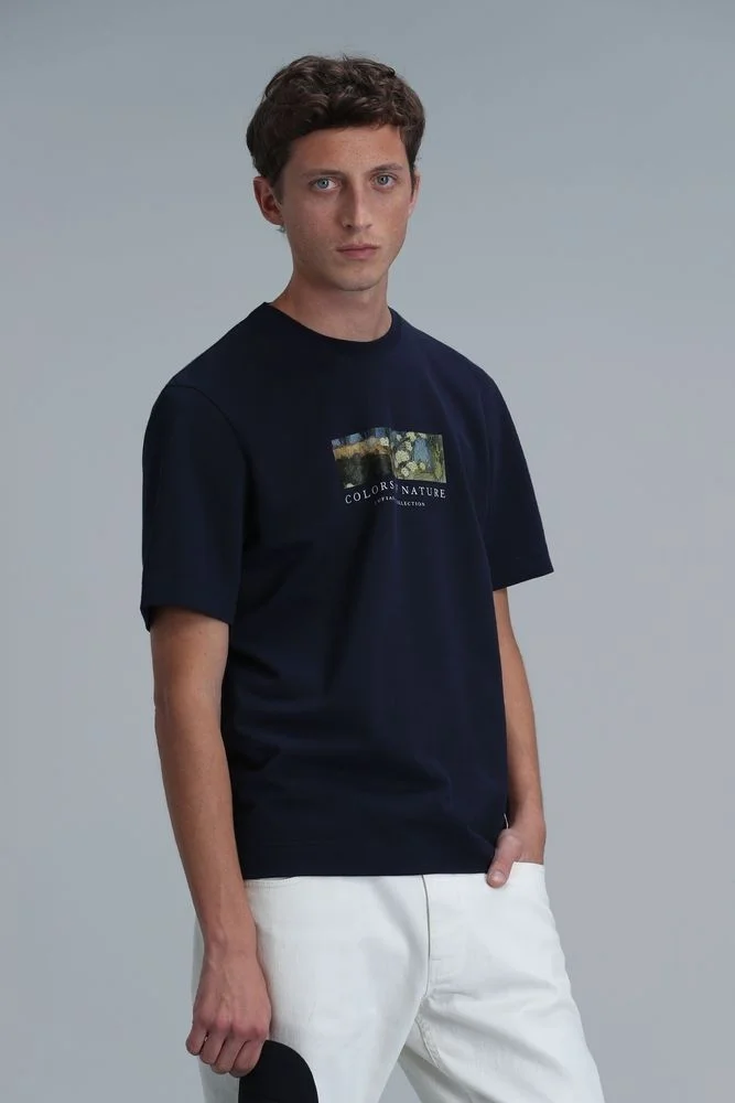 Lufian Bıanca Modern Graphic T-Shirt Navy Blue