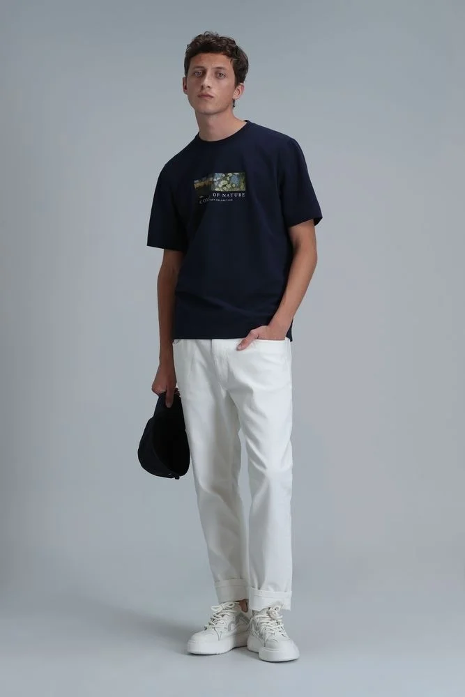 Lufian Bıanca Modern Graphic T-Shirt Navy Blue