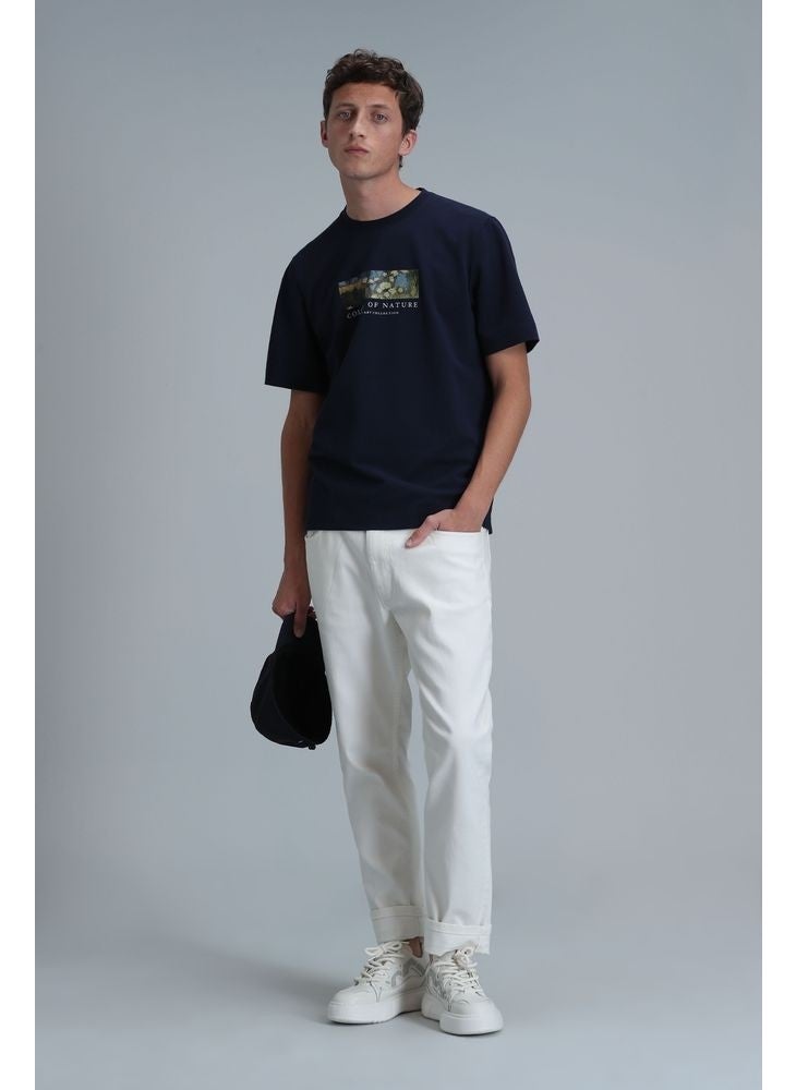 Lufian - Bıanca Modern Graphic T-Shirt Navy Blue - Image 1