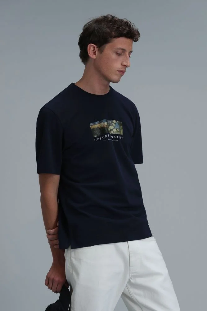 Lufian Bıanca Modern Graphic T-Shirt Navy Blue