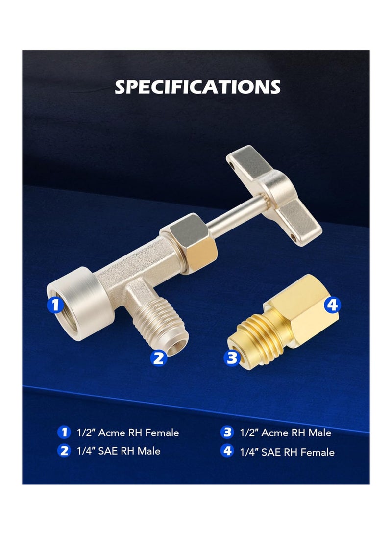 KASTWAVE For R134a Self Sealing Can Tap, Self-Sealing Can Opener for R134a Refrigerant Self-Sealing Cans, with Tank Adapter for 1/4" and 1/2" AC Charging Hoses for Refilling Automotive AC System - Image 5