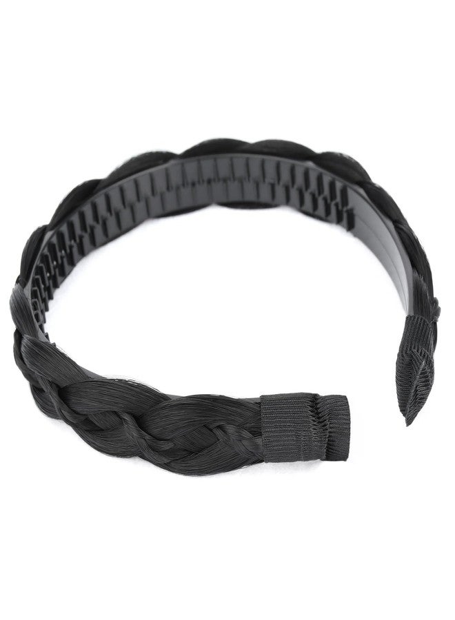 DIGUAN Thin Small Braid narrow Braided Headband with Teeth Synthetic Hair Plaited head bands Hairpiece for Girls Women (Natural Black, Thin) - Image 5