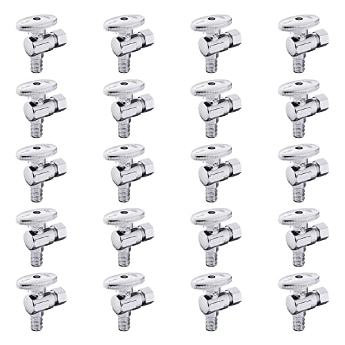 EFIELD (Pack of 20) EFIELD 1/4 Turn Angle Stop Valve 3/8" OD Compression X 1/2" Pex Chrome Plated Brass,(VALVE076-20PCS) - Image 1