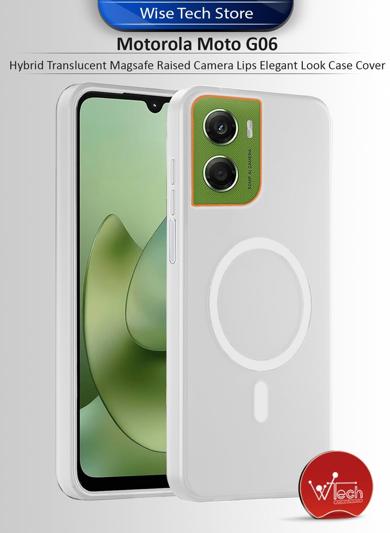 دبليو تيك غطاء واقٍ لهاتف موتورولا موتو G06 4G 2025 هجين شفاف مع ماجسيف وشحن مغناطيسي وارتفاع حول الكاميرا لمظهر أنيق (MCMPMN) - أبيض - Image 1