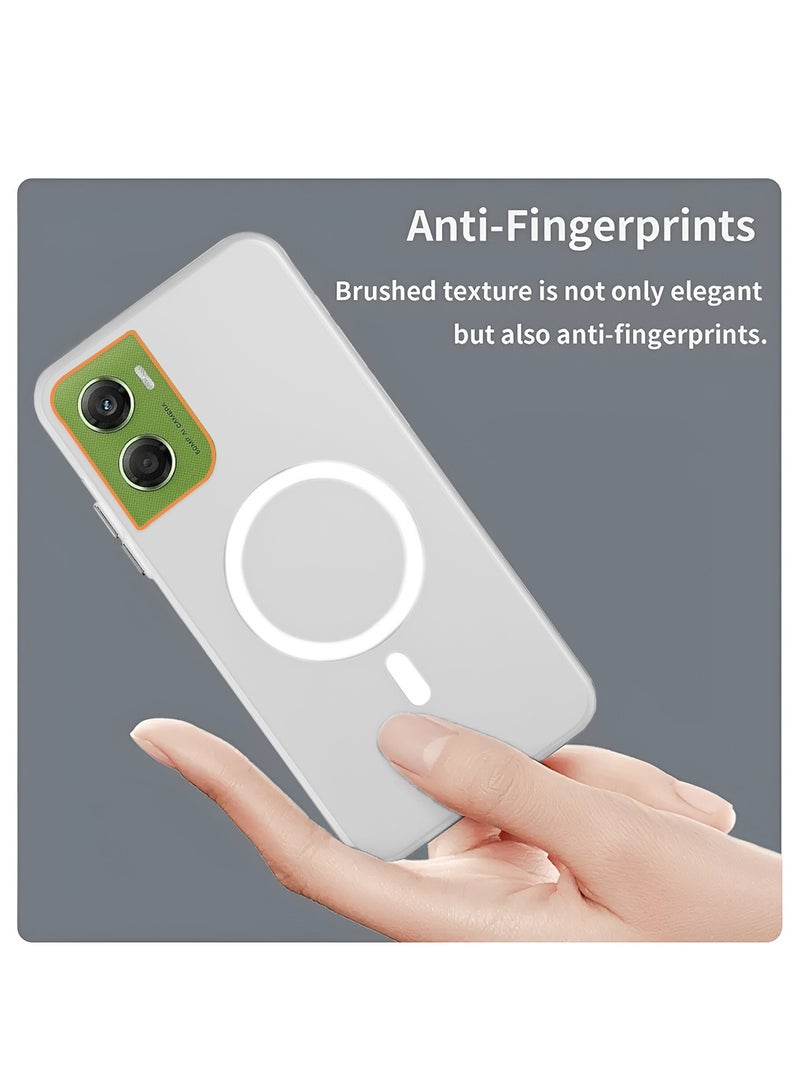 دبليو تيك غطاء واقٍ لهاتف موتورولا موتو G06 4G 2025 هجين شفاف مع ماجسيف وشحن مغناطيسي وارتفاع حول الكاميرا لمظهر أنيق (MCMPMN) - أبيض - Image 4