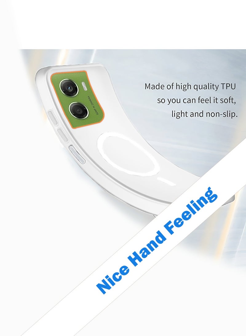 دبليو تيك غطاء واقٍ لهاتف موتورولا موتو G06 4G 2025 هجين شفاف مع ماجسيف وشحن مغناطيسي وارتفاع حول الكاميرا لمظهر أنيق (MCMPMN) - أبيض - Image 3