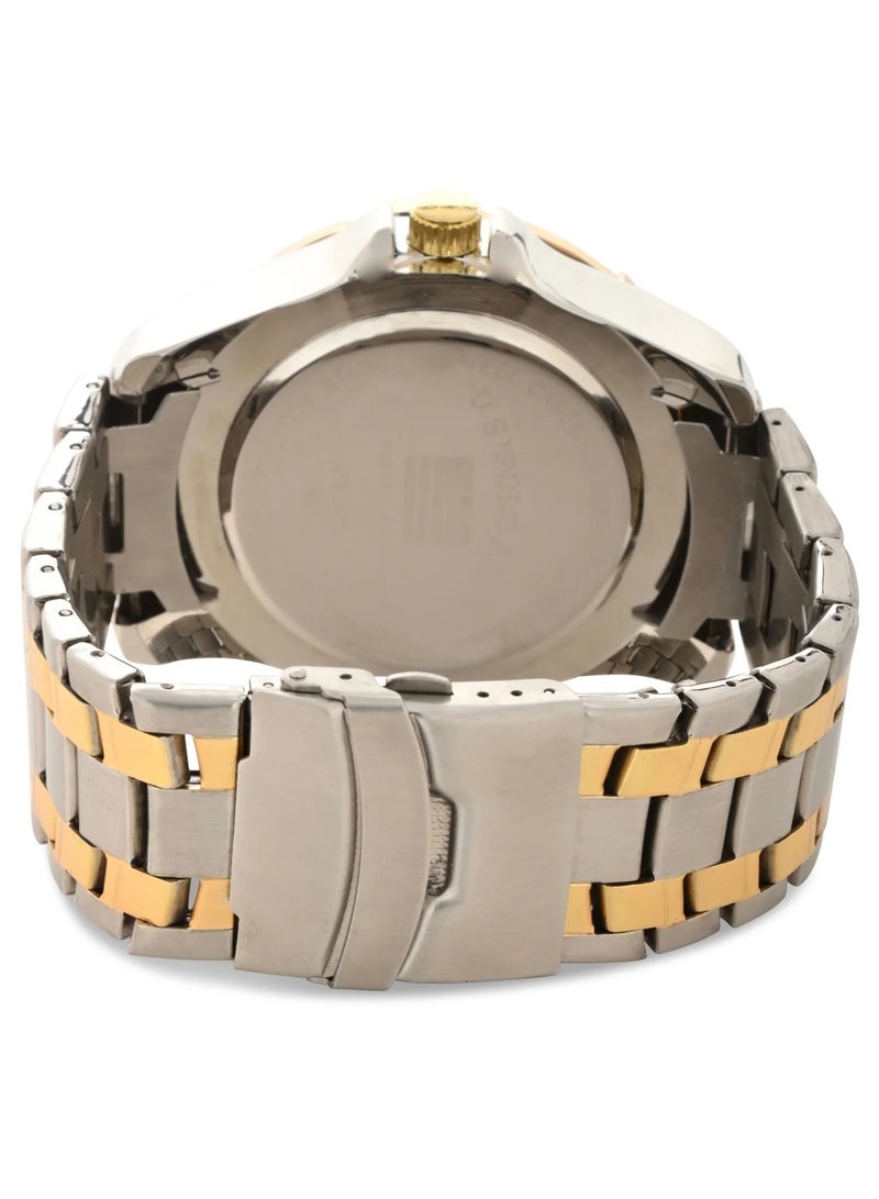 U.S. Polo Assn. Mens Vintage Analog Bracelet Watch in Silver and Gold Two-Tone US8871 - Image 3