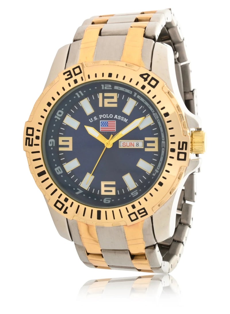 U.S. Polo Assn. Mens Vintage Analog Bracelet Watch in Silver and Gold Two-Tone US8871 - Image 1