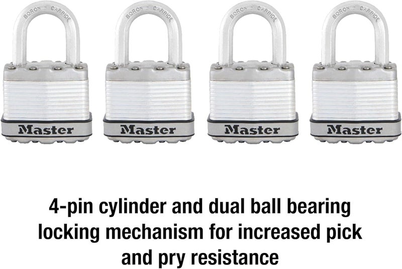 Master Lock M1XQ Magnum Laminated Steel Padlock, 4-Pack with 1-Inch Shackle - Image 4