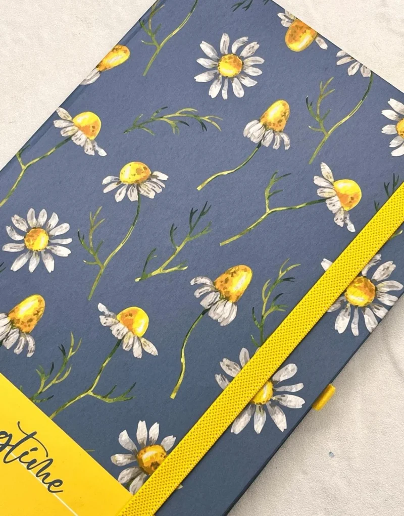كاغيت جيمي دوكان Paper Ship Shop Black Floral Pattern 120 Sheets Hard Cover Unlined Agenda Notebook Planner Bullet Journal