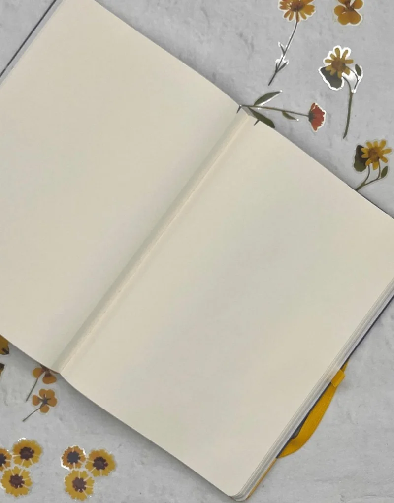 كاغيت جيمي دوكان Paper Ship Shop Black Floral Pattern 120 Sheets Hard Cover Unlined Agenda Notebook Planner Bullet Journal