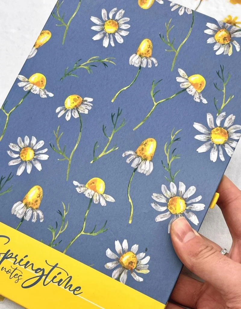 كاغيت جيمي دوكان Paper Ship Shop Black Floral Pattern 120 Sheets Hard Cover Unlined Agenda Notebook Planner Bullet Journal