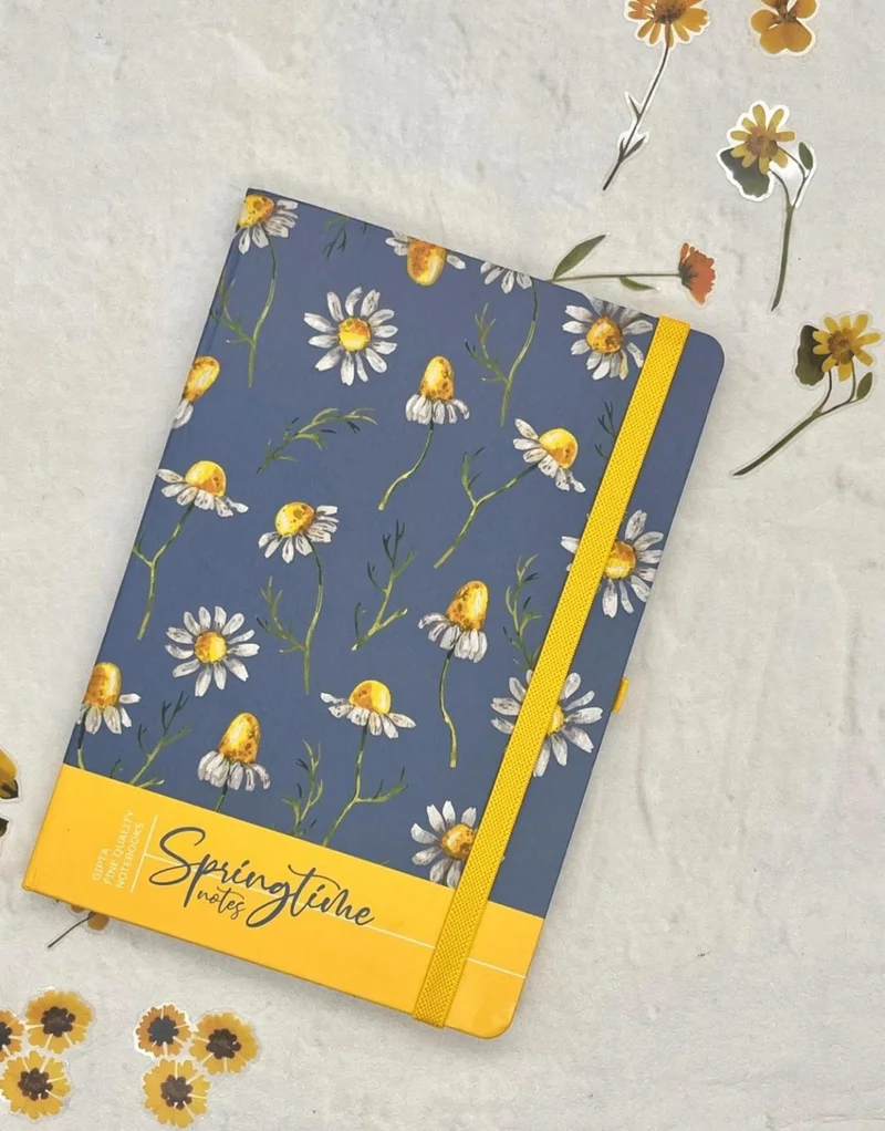 كاغيت جيمي دوكان Paper Ship Shop Black Floral Pattern 120 Sheets Hard Cover Unlined Agenda Notebook Planner Bullet Journal