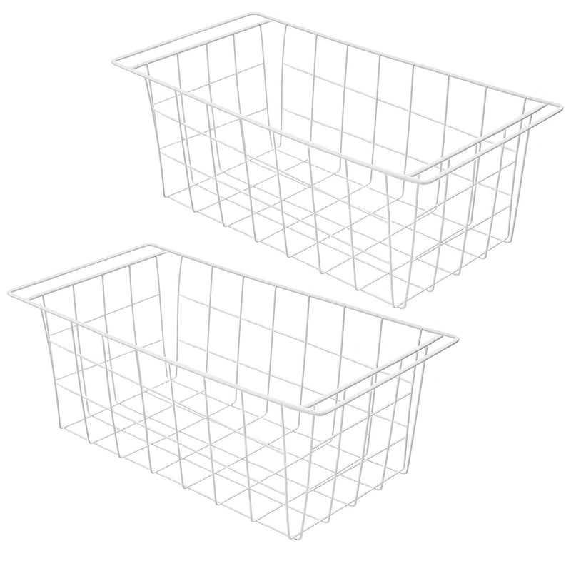 Orgneas Chest Freezer Baskets 175 Freezer Organizer Bins Deep Freezer Storage Bins Metal Wire Baskets with Hanging Handles 2Pcs