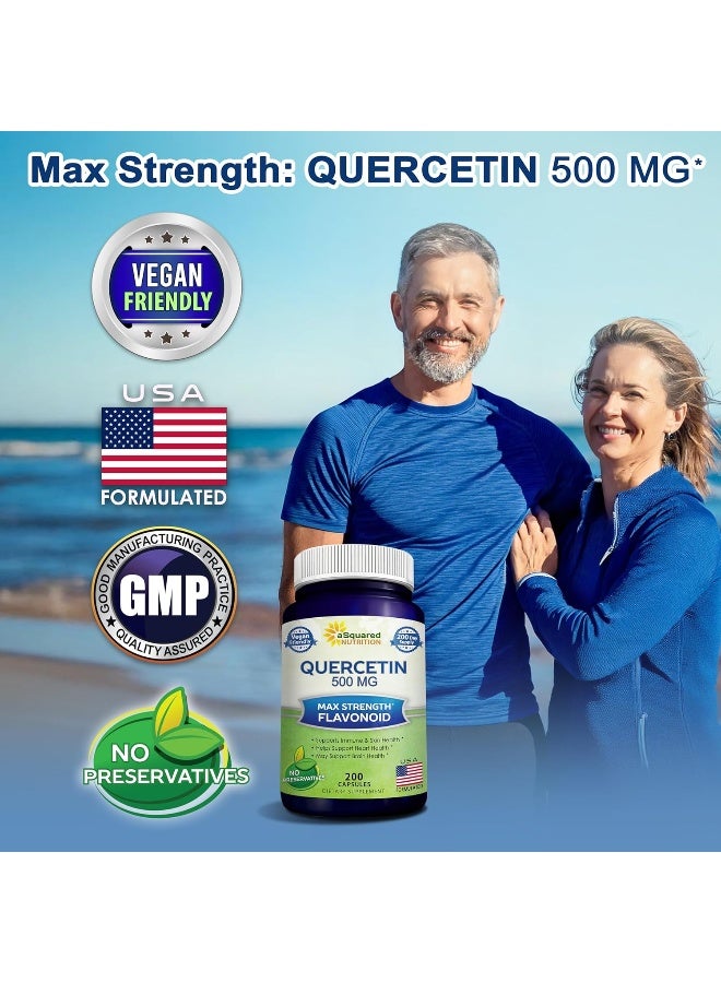 aSquared Nutrition Quercetin 500mg Supplement - 200 Capsules - Quercetin Dihydrate to Support Cardiovascular Health - Max Strength Powder Complex Pills to Help Improve Anti-Inflammatory & Immune Response - Image 3