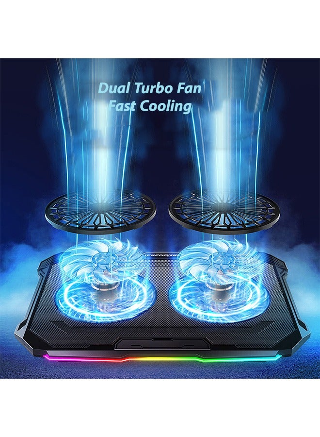 ICE COOREL RGB Laptop Cooling Pad,Gaming Laptop Cooler with 2 Large Fans,Adjustable Fan Speed,8 Height Stand for 15.6-17.3 Inch Notebook with 8 Height Slots, 2 USB Ports  - Image 2