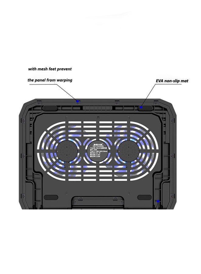 ICE COOREL RGB Laptop Cooling Pad,Gaming Laptop Cooler with 2 Large Fans,Adjustable Fan Speed,8 Height Stand for 15.6-17.3 Inch Notebook with 8 Height Slots, 2 USB Ports  - Image 4