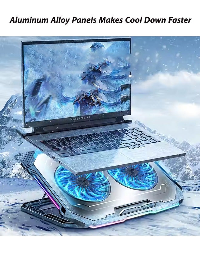 ICE COOREL RGB Laptop Cooling Pad,Gaming Laptop Cooler with 2 Large Fans,Adjustable Fan Speed,8 Height Stand for 15.6-17.3 Inch Notebook with 8 Height Slots, 2 USB Ports  - Image 5