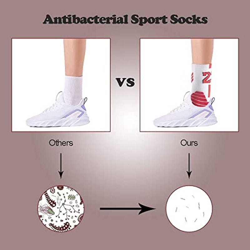 Compression Cushioned Socks: 3-Pair Red Set, 3D Targeted Impact Protection, Ankle Support - Moisture-Wicking Breathability, Odor-Resistant Athletic Socks for Running Basketball Hiking Unisex - Image 5