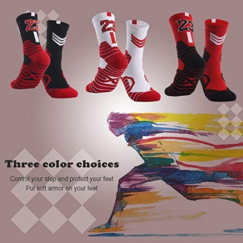 Compression Cushioned Socks: 3-Pair Red Set, 3D Targeted Impact Protection, Ankle Support - Moisture-Wicking Breathability, Odor-Resistant Athletic Socks for Running Basketball Hiking Unisex - Image 2