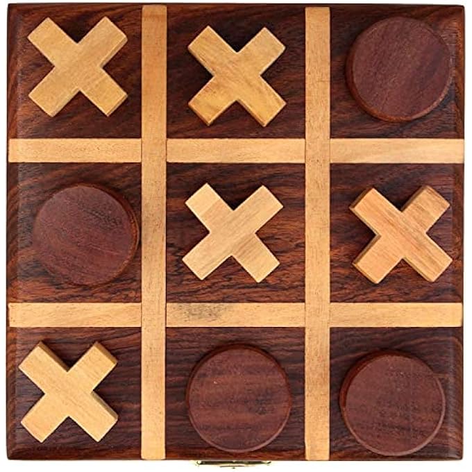 STAR CRAFT لعبة خشبية تيك تاك تو لعبة يدوية خشب الورد النحاس النحاس النقي Noughts والصلبان TIc Tac Toe Board خشبية صفر كاتا لعبة بني 2 - Image 4