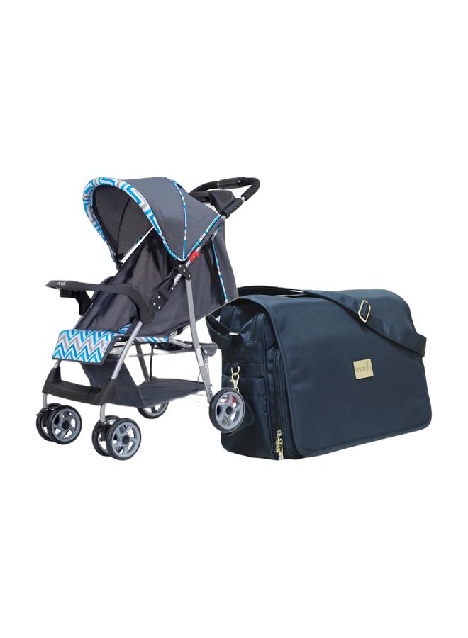 Moon Trek – One- Fold Travel Stroller/Pram - Blue , 4ever Messenger Bag, Multifunction diaper bag - Blue - Image 1