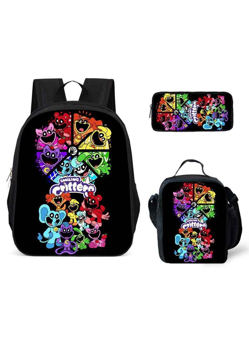Smiling Schoolbag Three-Piece Set Cartoon Backpack Smiling Small Animals 29*42*16cm