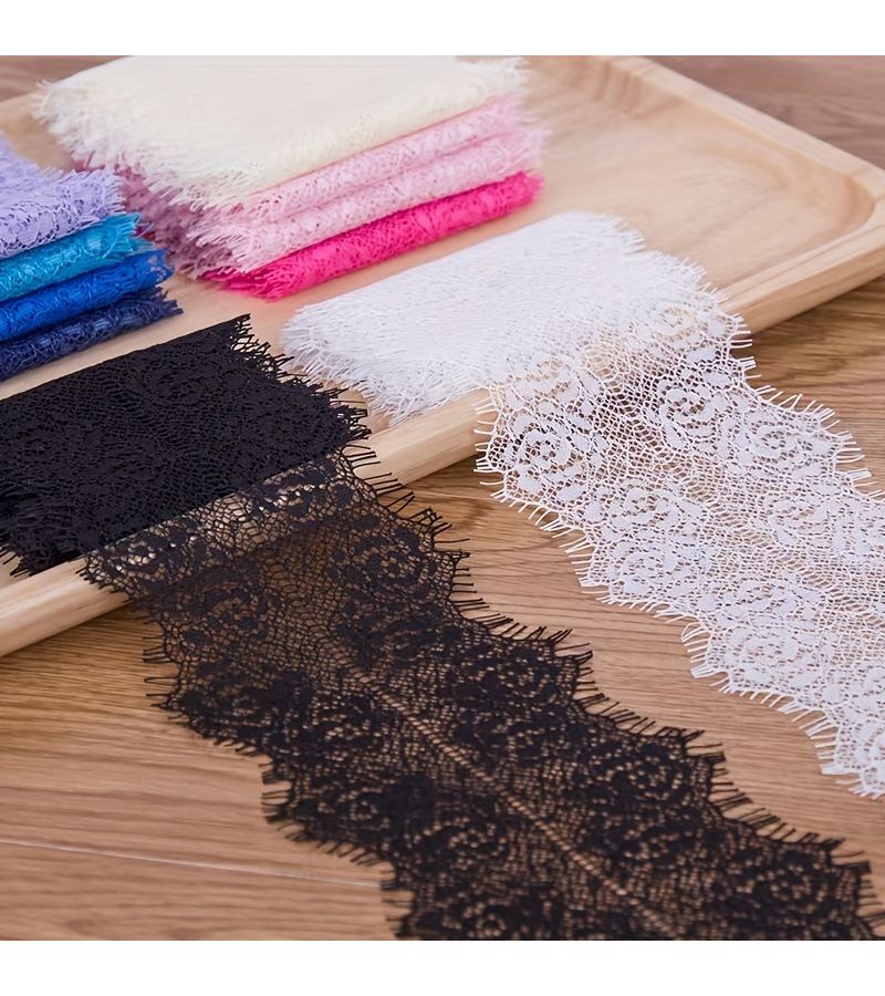 1 متر 39 بوصة دانتيل بنفسجي فاتح إكسسوارات ملابس غير مطاطية للديكور في حفلات الزفاف مواد DIY للملابس الداخلية - Image 1