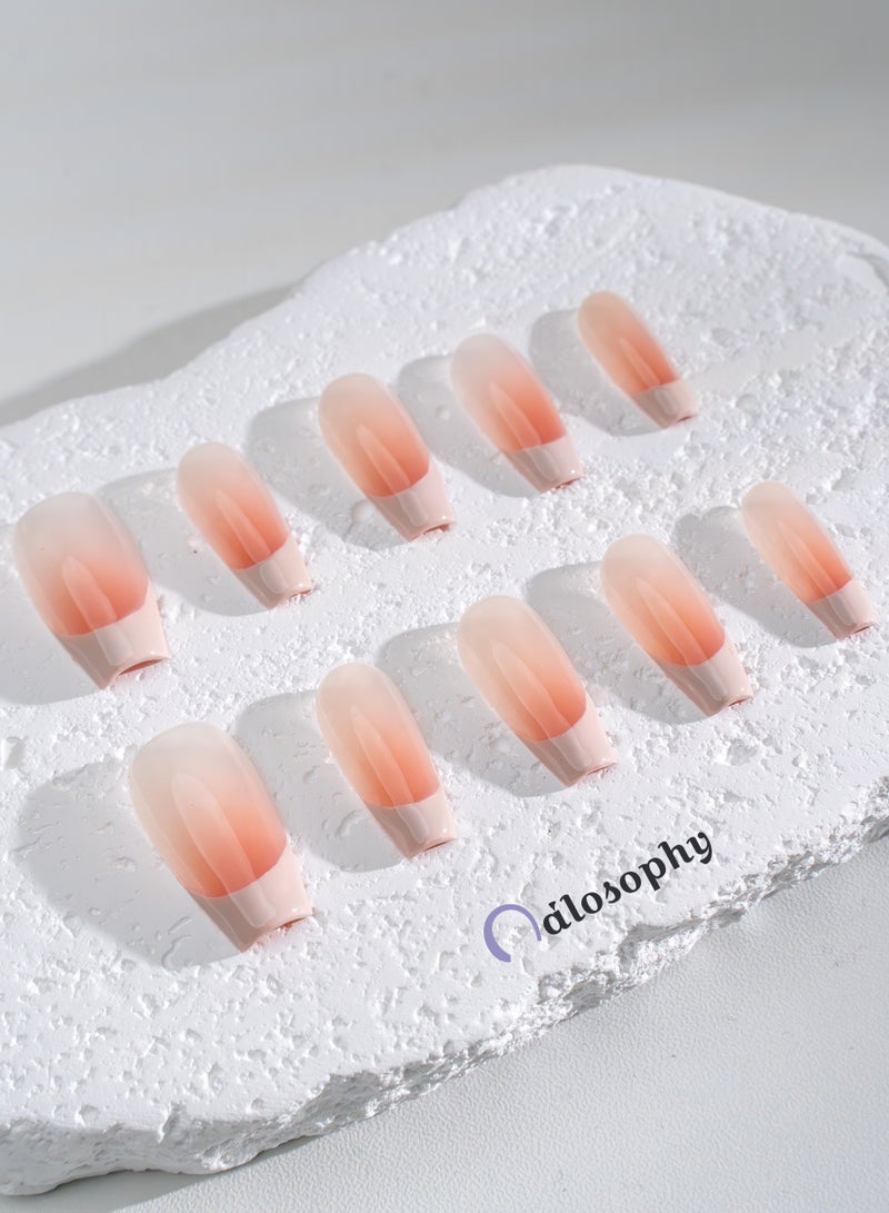 Nailosophy 10 Pcs Handmade Gel Press On Nails Almond Medium French Tip Blush Nude Reusable False Nails Nail Kit for Women Daily Wear Office Wedding Eid - Image 3