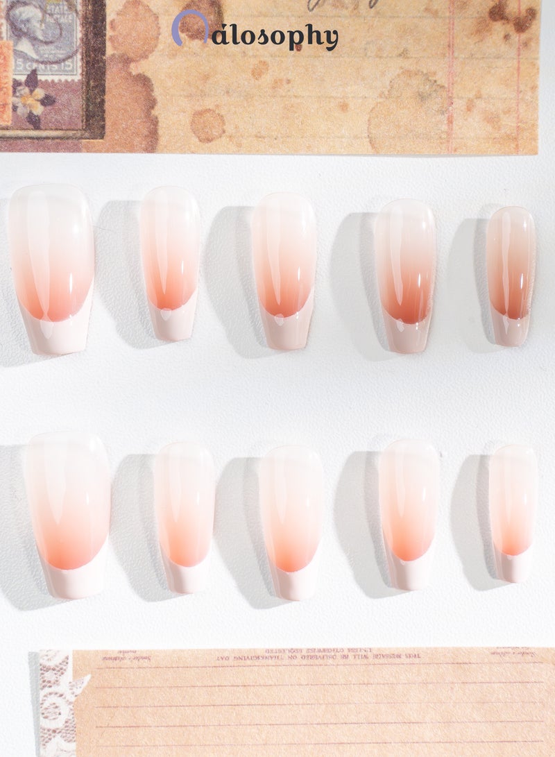 Nailosophy 10 Pcs Handmade Gel Press On Nails Almond Medium French Tip Blush Nude Reusable False Nails Nail Kit for Women Daily Wear Office Wedding Eid - Image 4