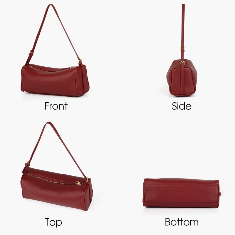 DONNAIN Premium Full Grained Leather Crossbody Purses for Women, Barrel Bag and Hobo Bags for Women with Adjustable Strap (Red, Small) - Image 4