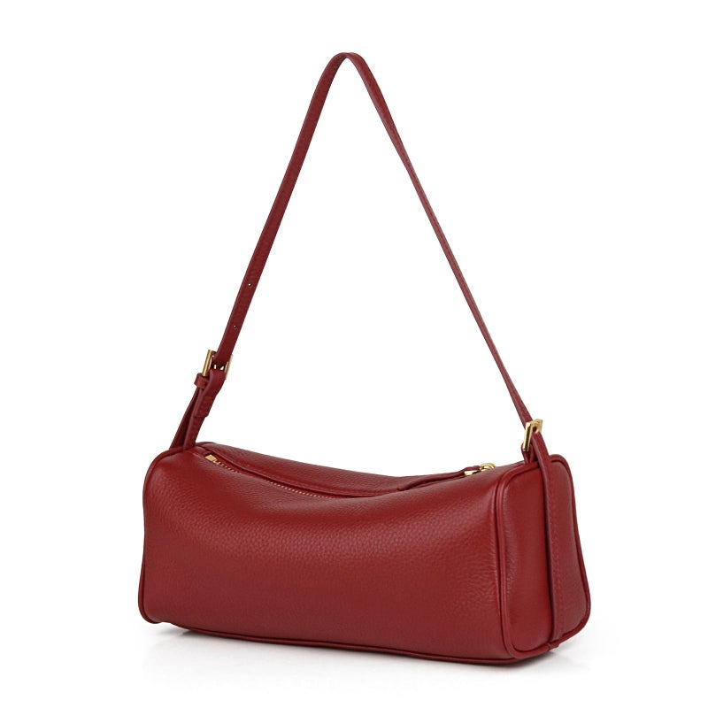 DONNAIN Premium Full Grained Leather Crossbody Purses for Women, Barrel Bag and Hobo Bags for Women with Adjustable Strap (Red, Small) - Image 1