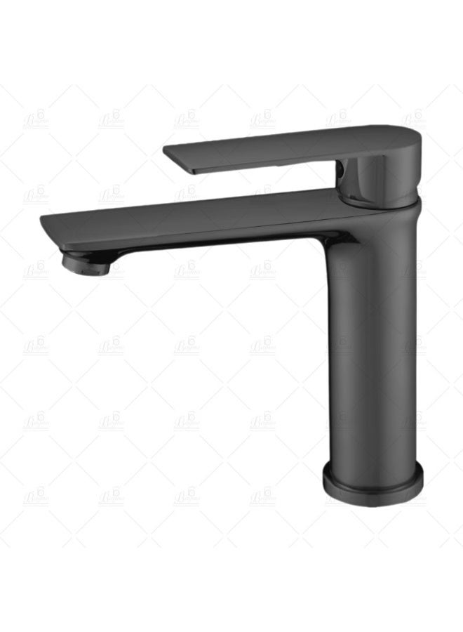 B Bagno Modern Basin Mixer Tap 3401GR – Gray Finish, Single Lever, Water-Saving Faucet for Bathroom Sink - Image 1
