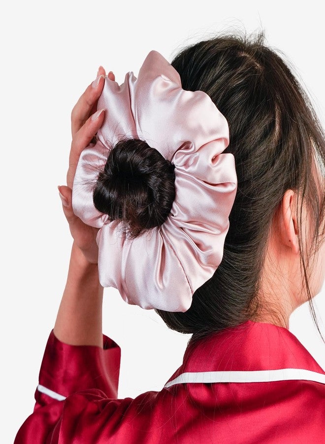 Silmer 22 Momme Mulberry Silk Pillow Scrunchie - Extra Large Soft Hair Tie for Women, Prevents Frizz & Breakage, Jumbo Sleeping Scrunchie (Pink,1Pc) - Image 3