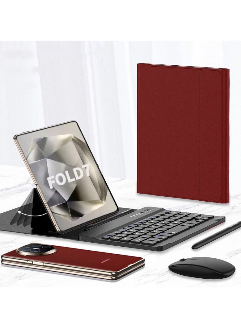 general Wireless Keyboard and Mouse Compatible with Samsung Galaxy Z Fold 7 5G, Bluetooth Keyboard Wirelessly Connects with Leather Cover and Pen for Z Fold 7 - Image 1