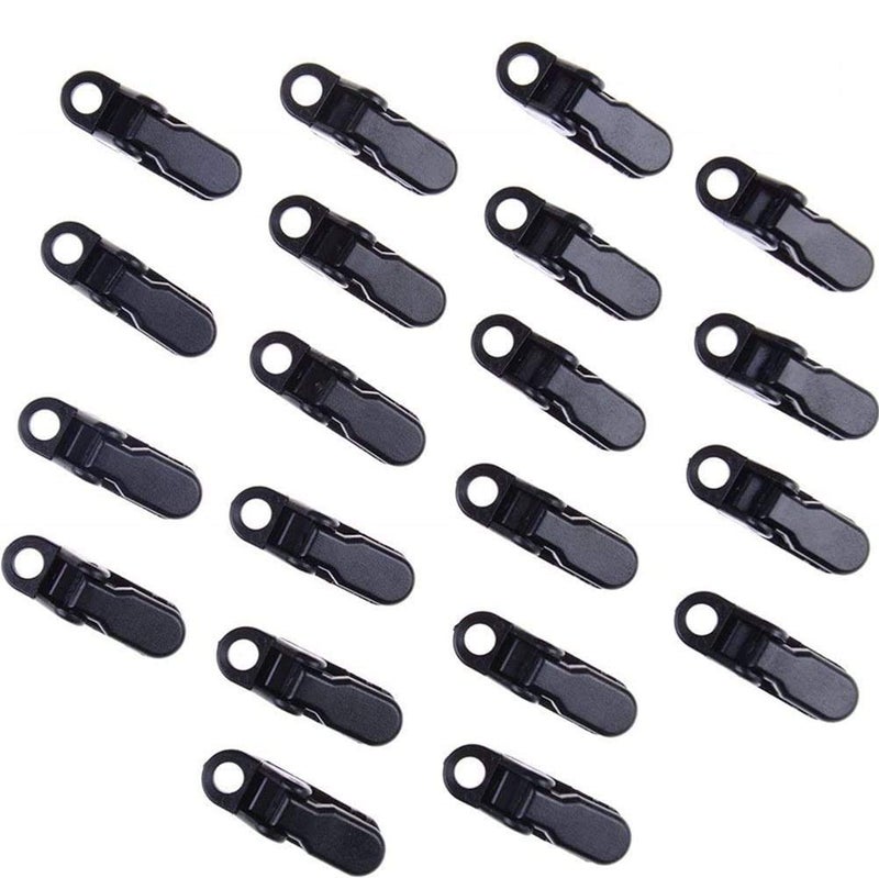 Warmshine 20 Pack Small Clamp Tarp Awning Clamp Set Tarp Clips Black Trap Clips Jaw Tent Snaps Camping Clamp Clips Tent Tighten For Outdoors