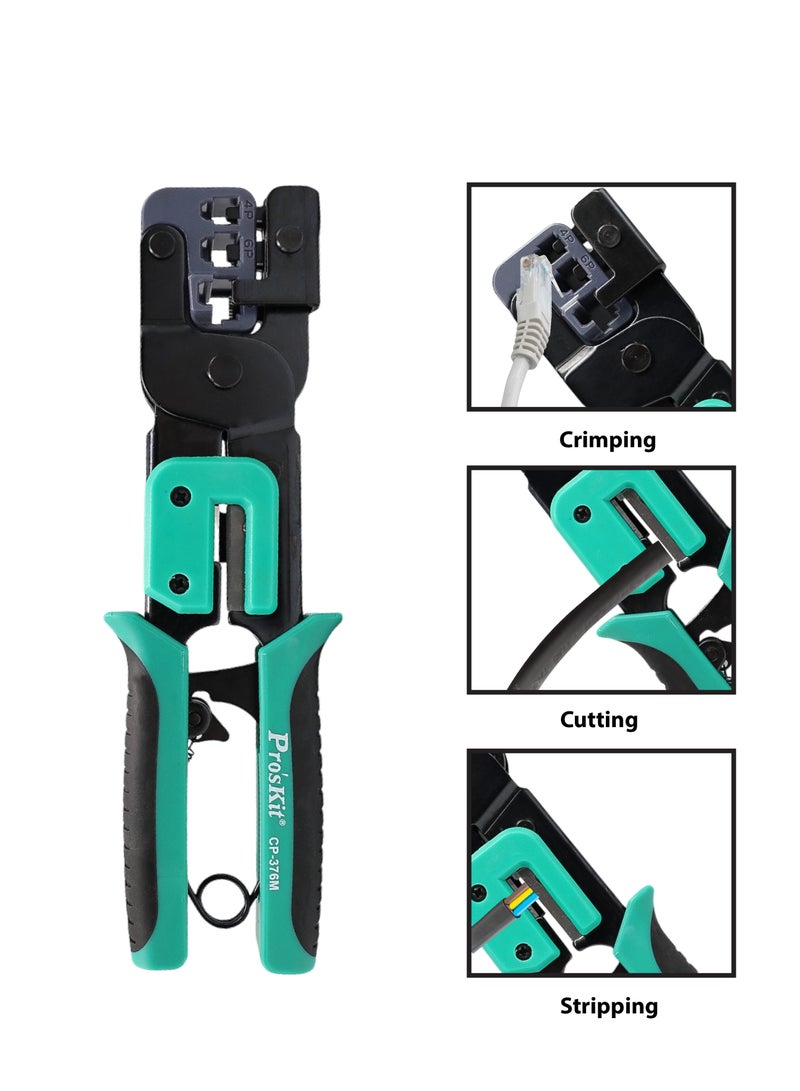 Proskit Modular Crimping Tool, Auto-Adjust Crimping Tool for 4, 6, 8 Poles Modular Connectors, Steel Frame, Ratcheting Design  - Image 3
