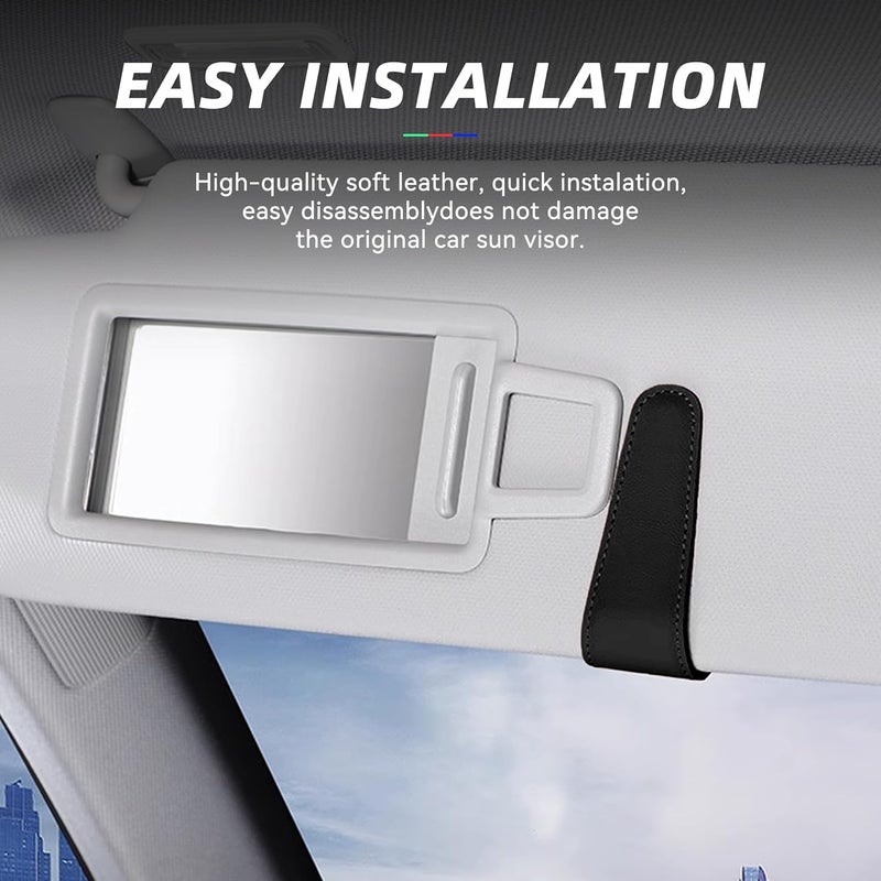 Couslcd 2PCS Sunglasses Holders for Car Sun Visor, Leather Eyeglasses Hanger Mounter, Magnetic Glasses Holder and Ticket Card Clip, Universal Auto Interior Accessories (Blue, 2PCS) Connectable modular - Image 4