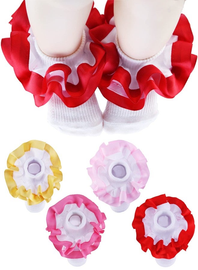 PrinceSasa Princess Party Ruffle Colorful Lace Infant Newborn Baby Little Girl Sock (Pack of 4),S1,size 12-24 Months(2Y) - Image 1