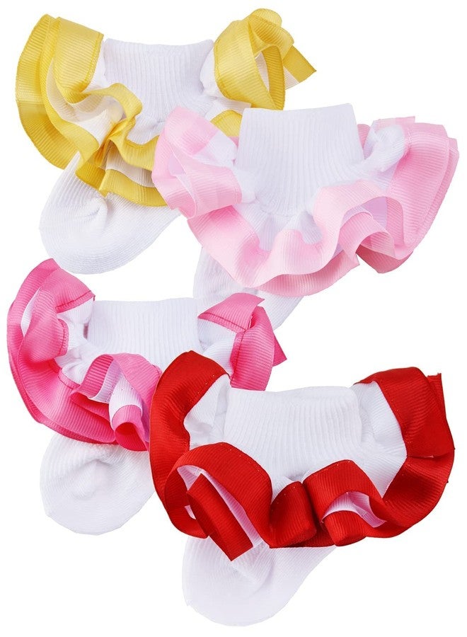 PrinceSasa Princess Party Ruffle Colorful Lace Infant Newborn Baby Little Girl Sock (Pack of 4),S1,size 12-24 Months(2Y) - Image 5